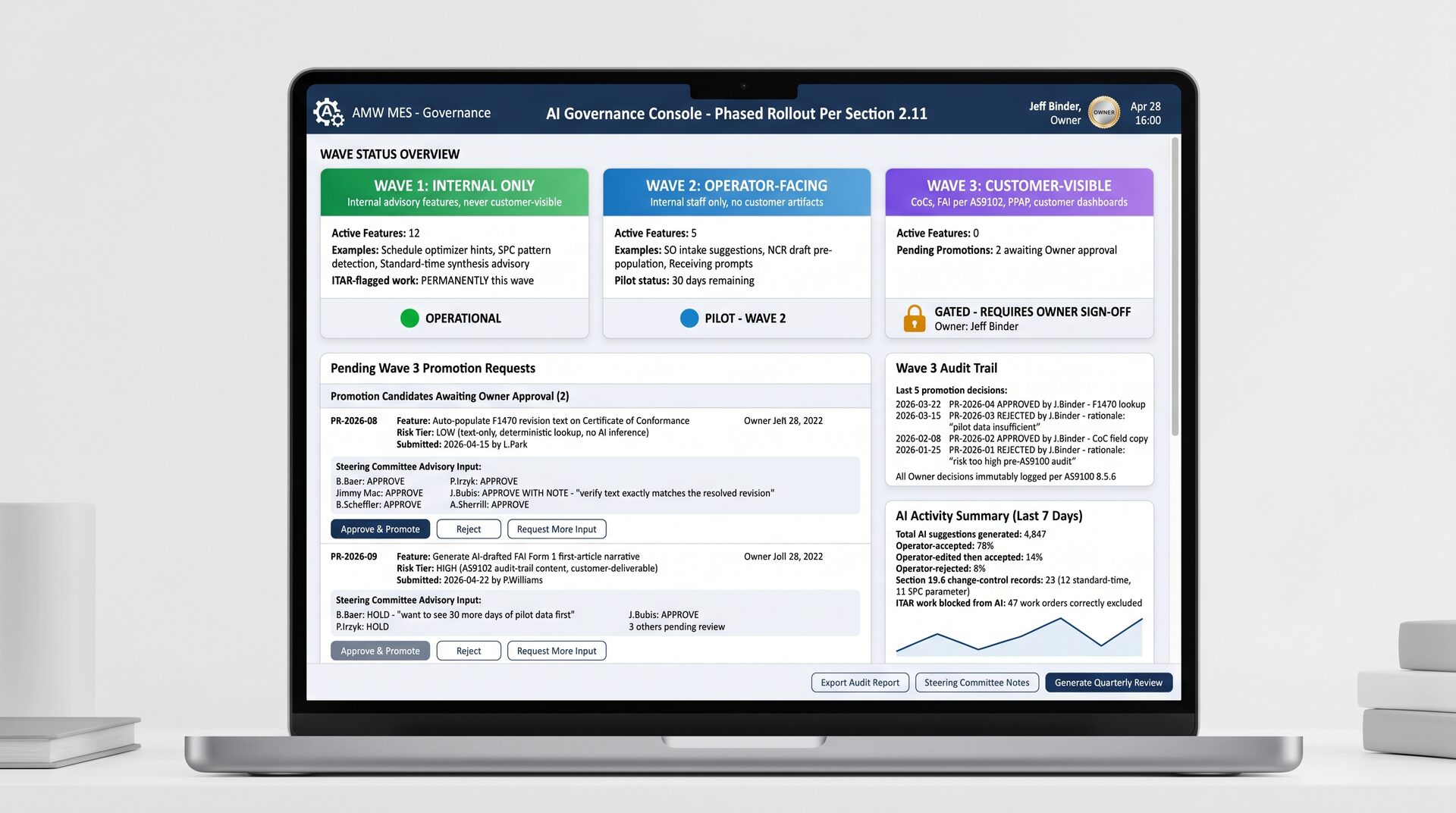 AI governance console screen